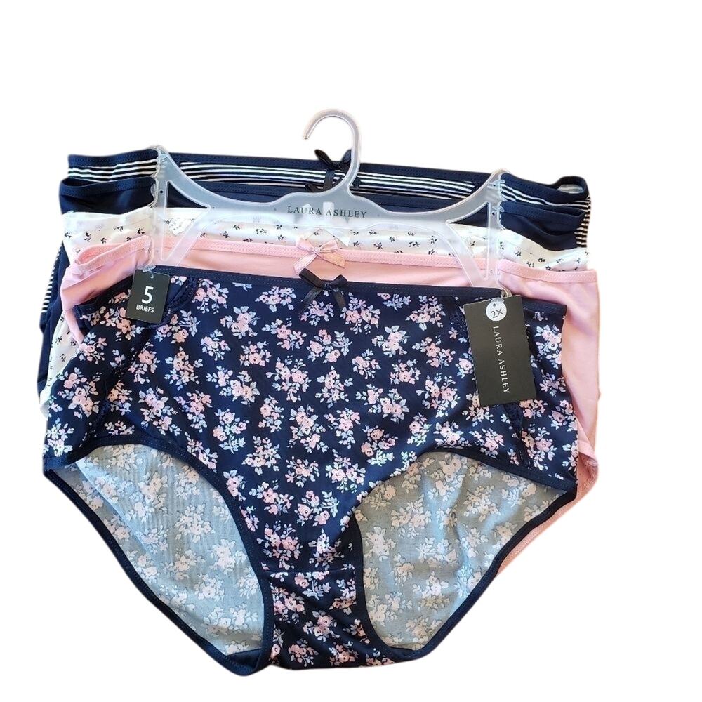 laura Ashley 5 pk floral pink& blue briefs 2x NEW